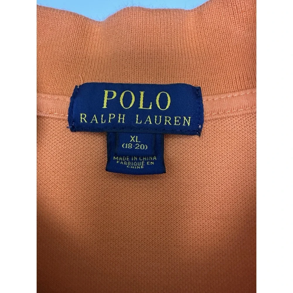 Boys Polo Ralph Lauren Shirt XL 18-20 Orange Blue‎ Horse READ DESCRIPTION